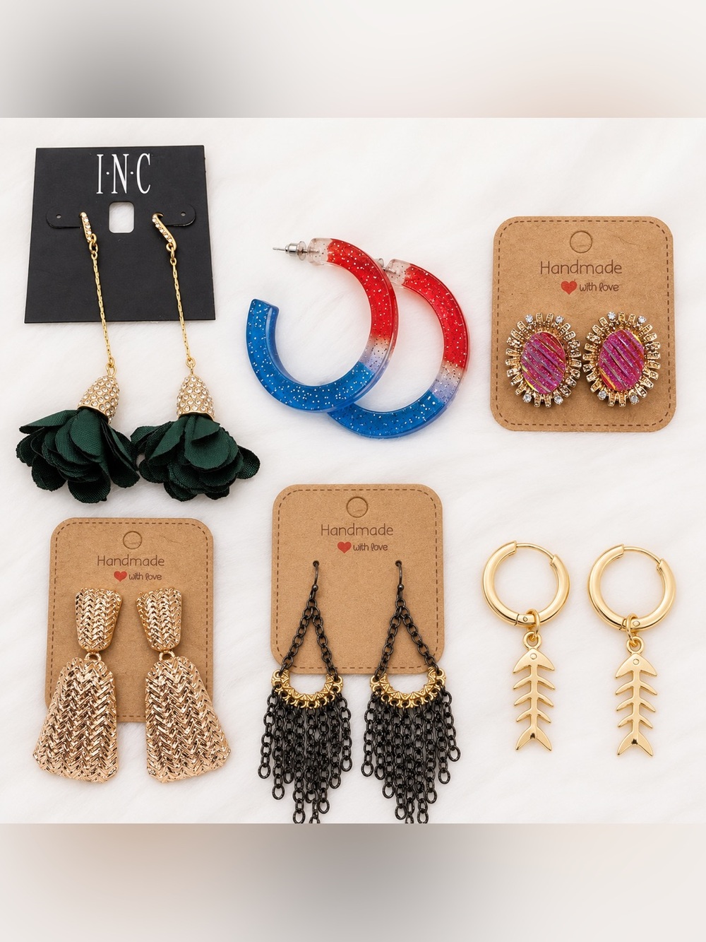 6 Pair Earrings Bundle | INC + Statement Fashion Earrings | New